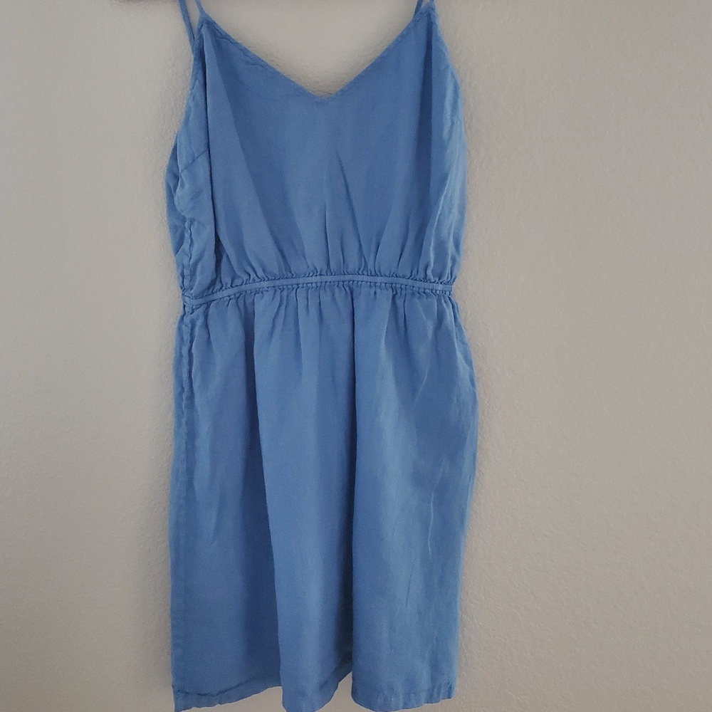 J. Crew Blue Linen strappy Dresss